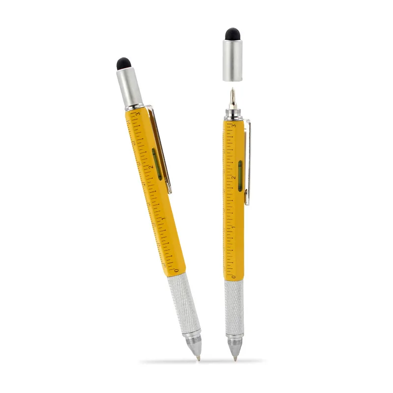 Multifunctional Tool Pen Creative 6-In-1 Metal Ballpoint Gift Level Screwdriver Capacitance Touch Screen Pen Stylus Universal