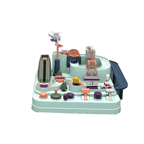 Macaroon color  6 keys slide track box kids car set adventure toys