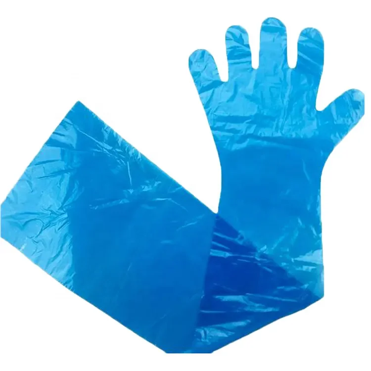 Veterinary consumables plastic ldpe eva long disposable shoulder length veterinary gloves