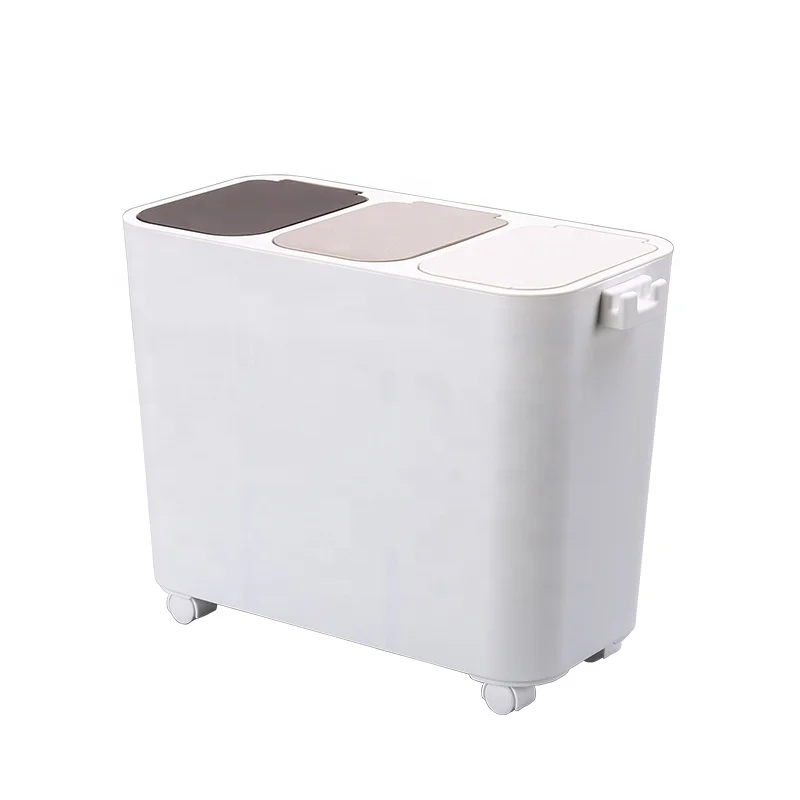 Kworld сортировка мусора прямоугольные 3 отсека мусорные баки энергосберегающие колеса гигиенические ручки