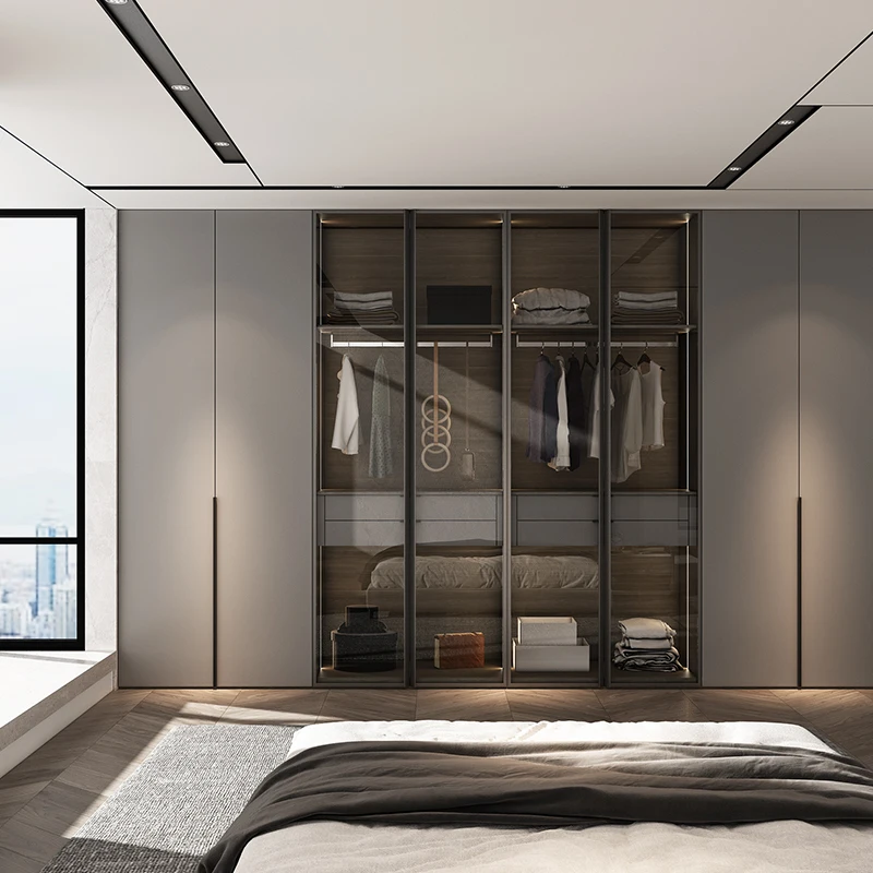 Modern simple whole house custom integral wardrobe bedroom furniture set wardrobe cloakroom closet combination hotel house villa
