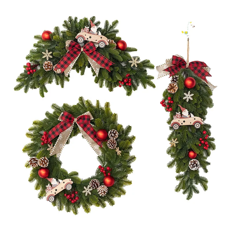Christmas decoration upside down Christmas tree PE horn rattan wall decoration 45cm Christmas wreath