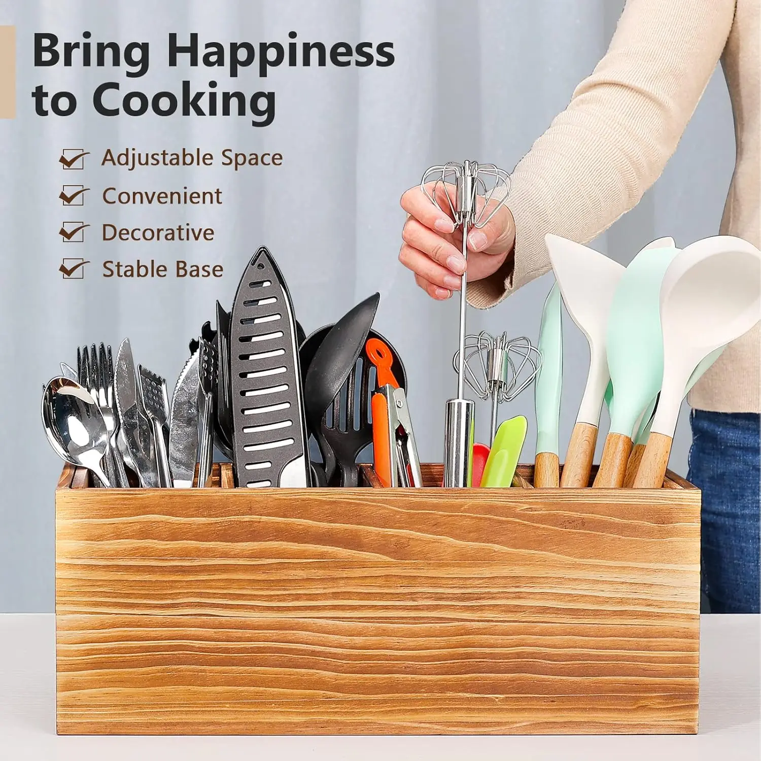 Custom wholesale rustic vintage color farmhouse kitchen countertop wooden storage box