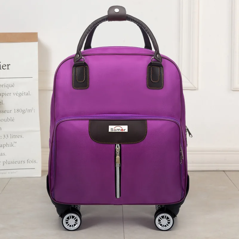 High Quality Suitcases Travel Oxford Cloth Zipper Wheeled Portable Cabin Trolley Hand Luggage Bag