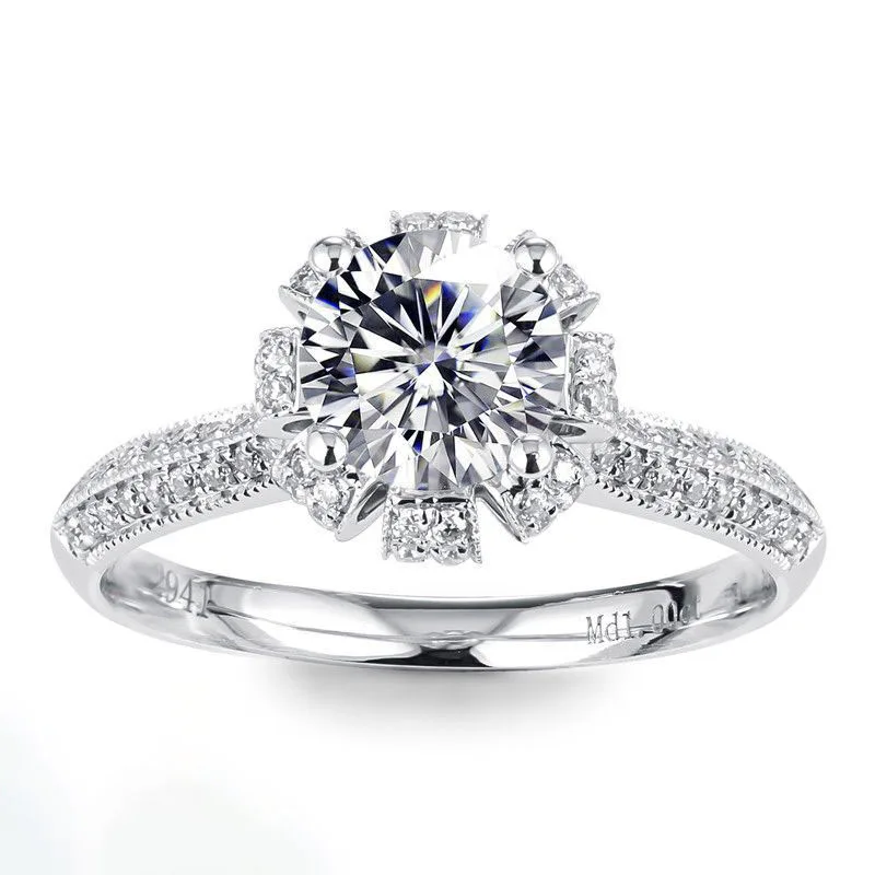 Ювелирный завод 14K/18K золотой набор IGI One Carat Камелия модель HPHT лабораторное культивированное бриллиантовое кольцо