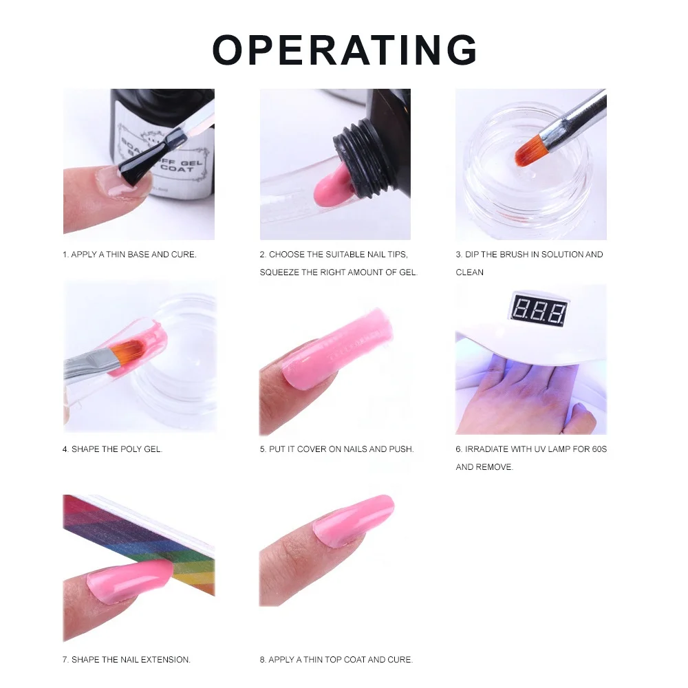 Nail Painting Professional Extension Nail Art Easy Applying Poly Gel Kit UV Gel Grey 40g White