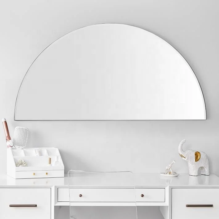 Modern Frameless Half Circle Beveled Mirror