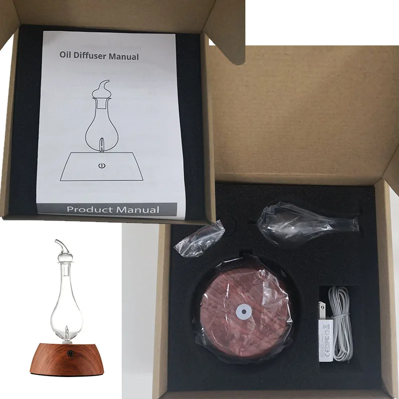 Custom Private Label Essential Oil Diffuser Nebulizer Diffuser Wood and Glass Aromatherapy Diffuser