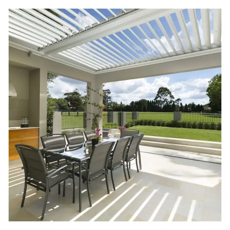 Modern Design Aluminum Alloy Automatic Louver Pavilion Prefabricated Outdoor Gazebo Arches Arbours Pergolas