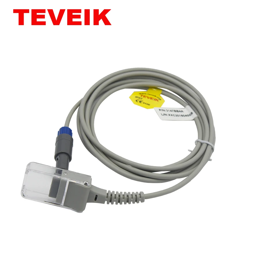 Customized SpO2 extension cable 6pin to DB9 female Mindray Reusable Adult Medical Finger Clip for Datex SpO2 Sensor Probe