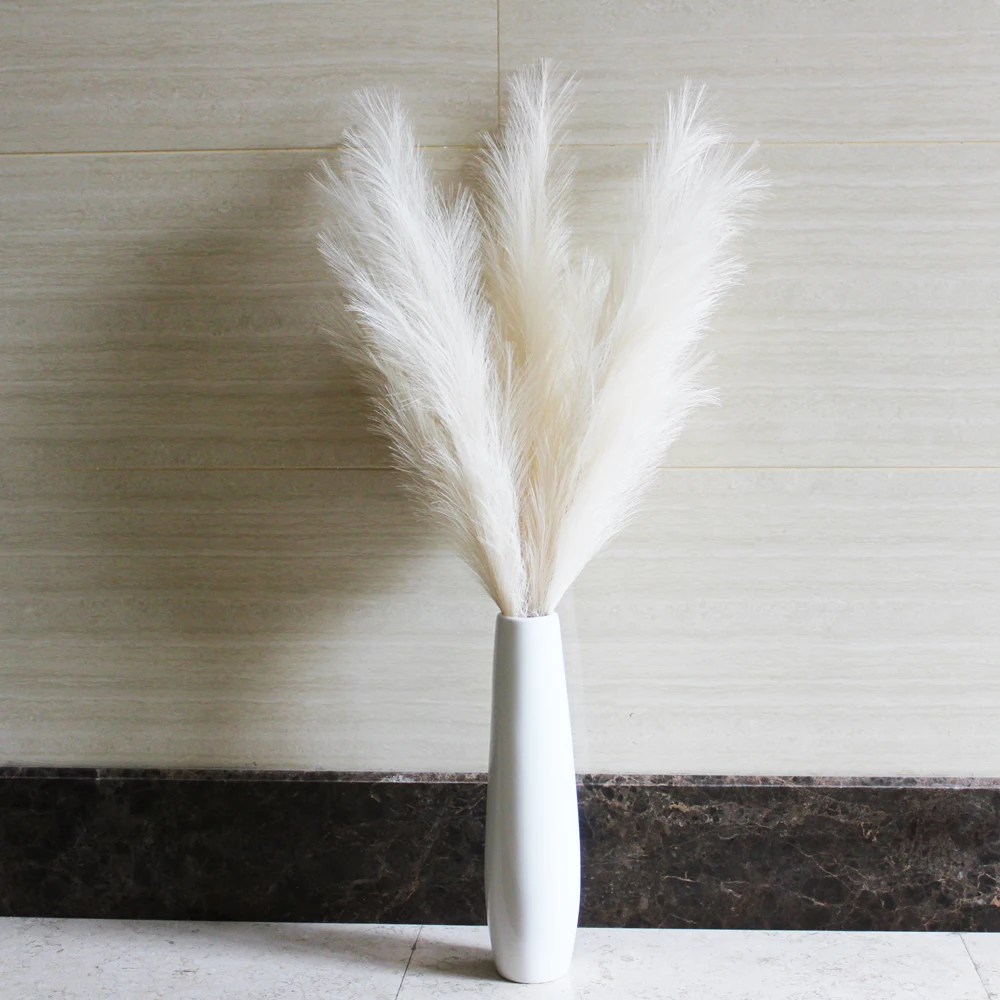 OEM Factory Wholesale Custom Top Flower Arrangement Decor Artificial Color White Large Fluffy Pampas Grass Large