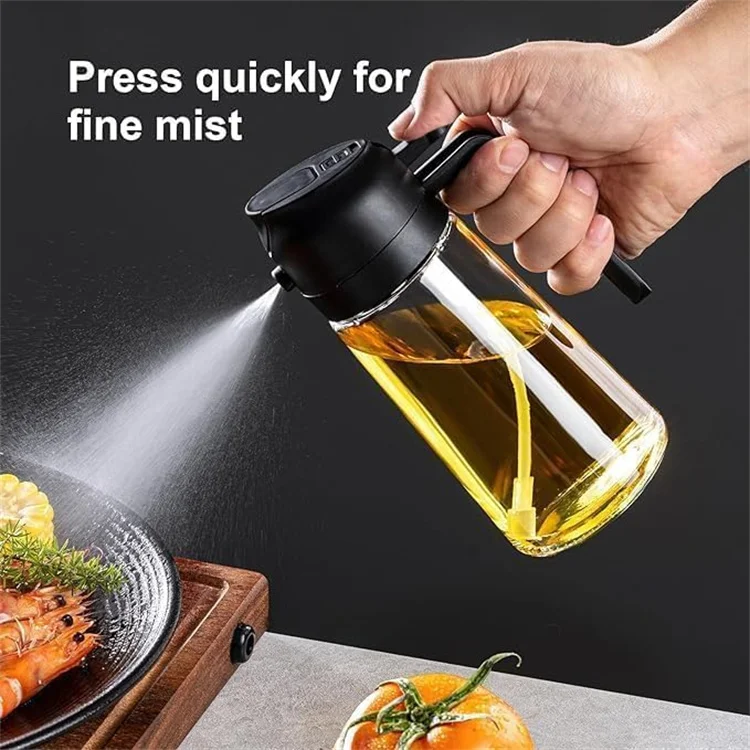 2 in 1 Olive Oil Dispenser Sprayer Premium Glass Oil Bottle Mister for  Kitchen Cooking Air Fryer Salad Frying Barbecue