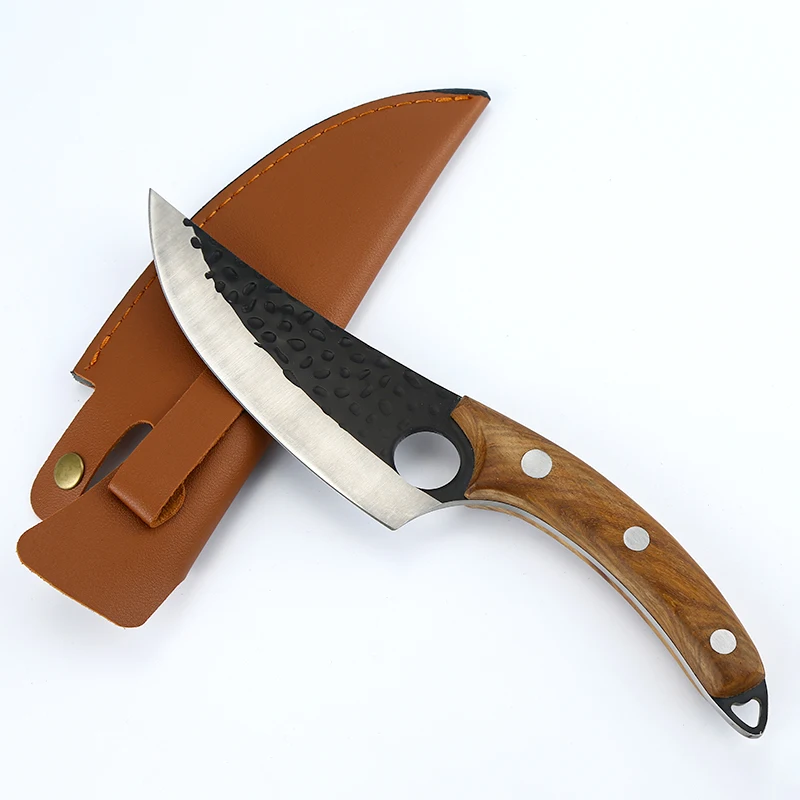 Meat Cleaver Knife Hand Forged Butcher Knife for Meat Cutting Full Tang Chef Knife with Sheath  High Carbon Steel