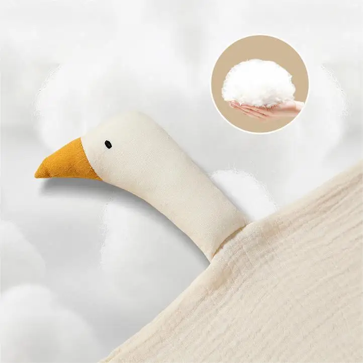 New Design 100% Cotton Crepe Lovely Goose Babi Appease Towel Baby Comforter Baby Security Blankets