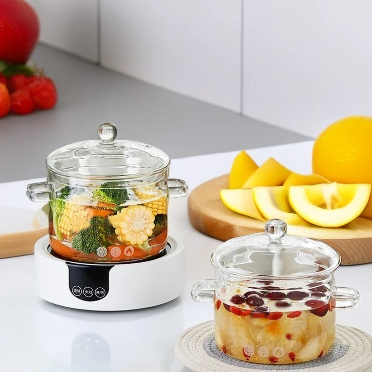 High Borosilicate Large Capacity Glass Simmer Pot With Lid And Handle For Cooking And Boiling Delicious soup glass casserole set