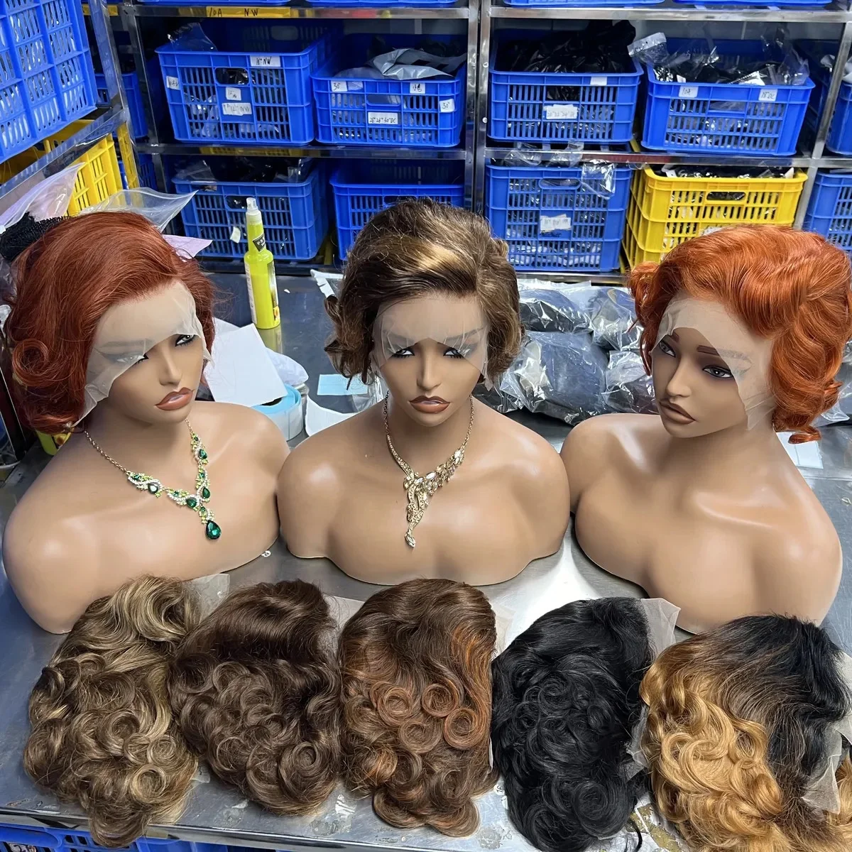 Factory Wholesale Natural Black Short Curly Pixie Cut Wig Virgin Remy 100% Human Hair 13x4 Full Lace Front Wigs for Black Women