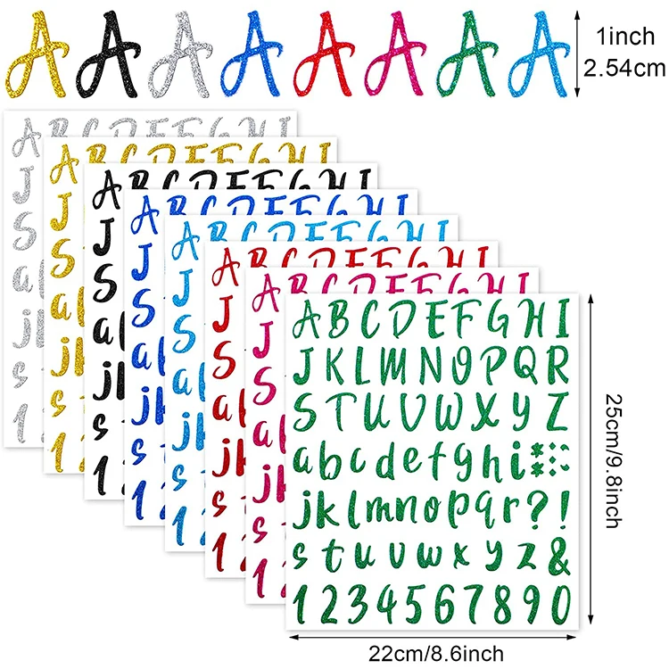 Glitter Vinyl Alphabet Letter Sticker DIY Alphabet Letter Labels Self-Adhesive Vinyl Sticker