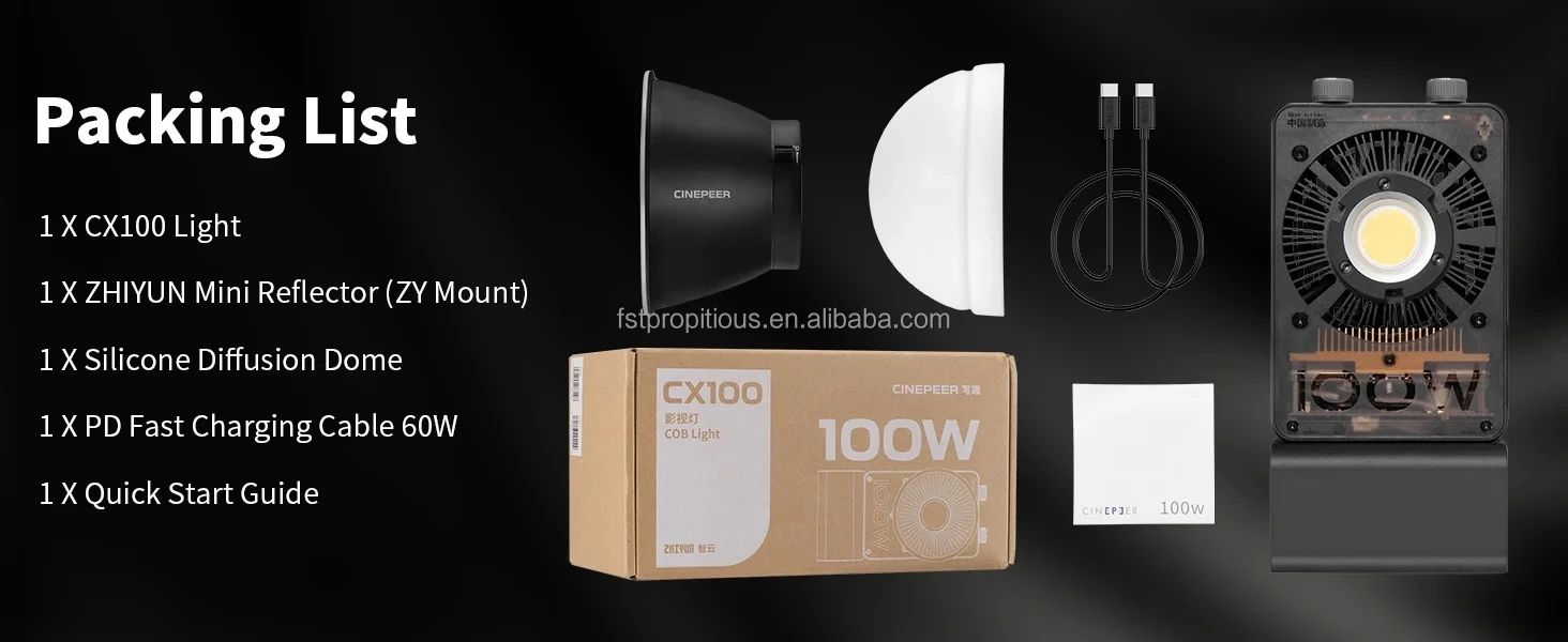 Original ZHIYUN CINEPEER CX100 100W 2700K-6500K Pocket Photography LED Studio Video Fill Light for Live Streaming Vlog Shooting