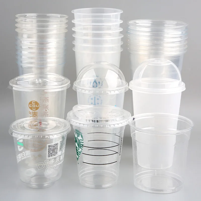 Smoothie Plastic Cup with Lid Juice Coffee 330ml 350ml 500ml Beverage Biodegradable Pet Clear Transparent Custom