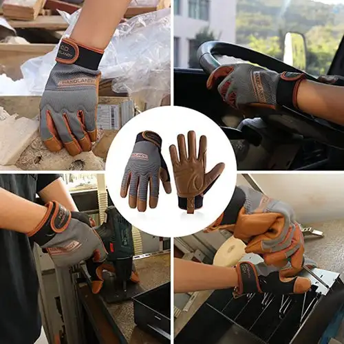 PRISAFETY Best Sell Premium Full Grain Cowhide Leather Work Gloves Car Driving tools hand Protection construction