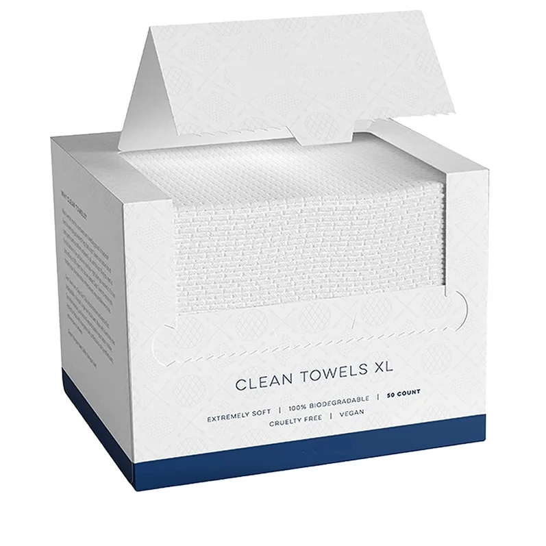 Clean Towels XL, 100% USDA Biobased Dermatologist Approved Face Towel, Disposable Clinically Tested Face Towelette