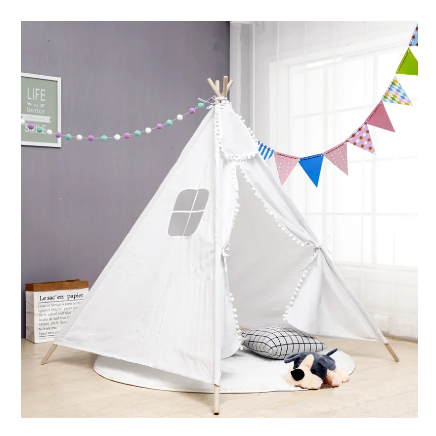 
Portable Wooden Sticks Toddler Boys Indoor Outdoor Children Game Playhouse Teepee Tent 