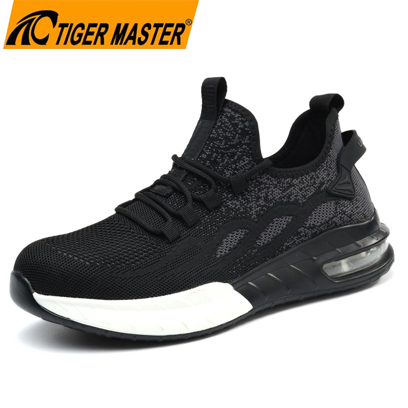 Tiger master air cushioned anti-smashing steel toe puncture-proof light weight black sport type safety shoes unisex