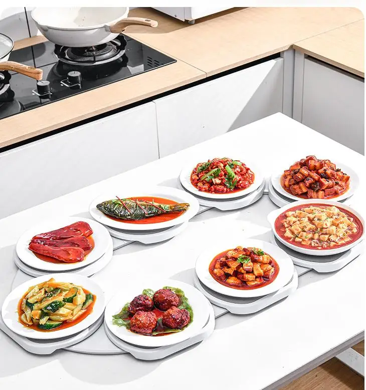 Lazy Susan 8/10 plate Turntable Dining Table Adjustable for Rectangular Long & Oblong Tables for Dining Tables Parties