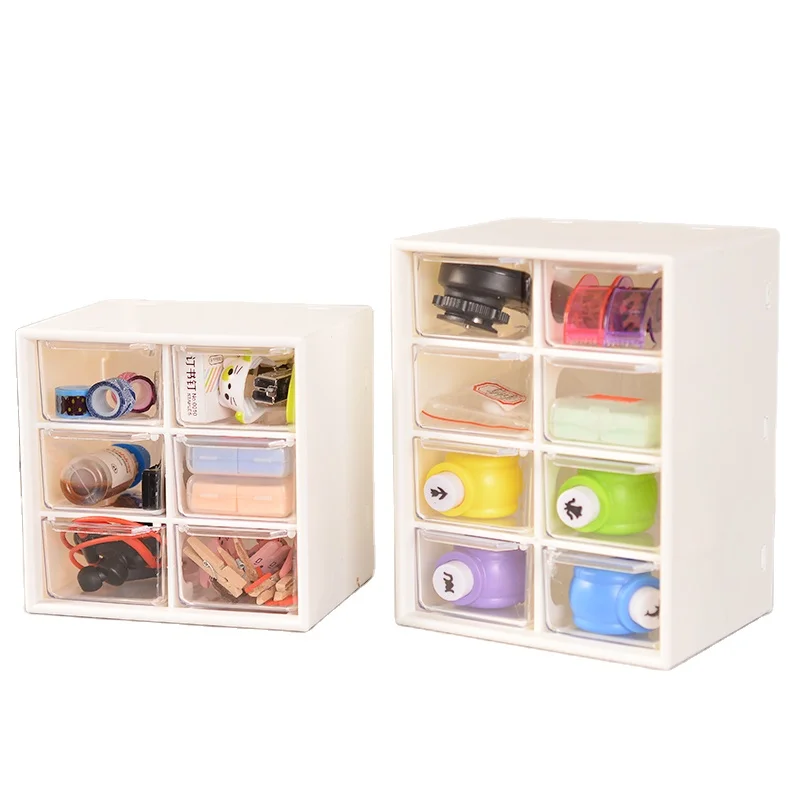 Wholesale 8 grids compartment household office desktop storage standing mini drawer cosmetics jewelry bead plastic storage box