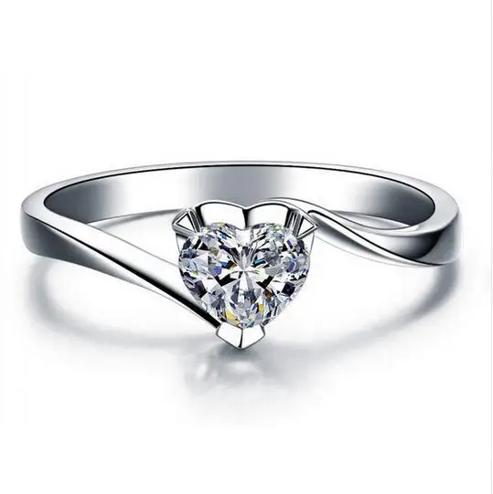 Лидер продаж Amazon 2020, посеребренное кольцо в форме сердца с большим горным хрусталем для женщин, свадебные кольца, ювелирные изделия