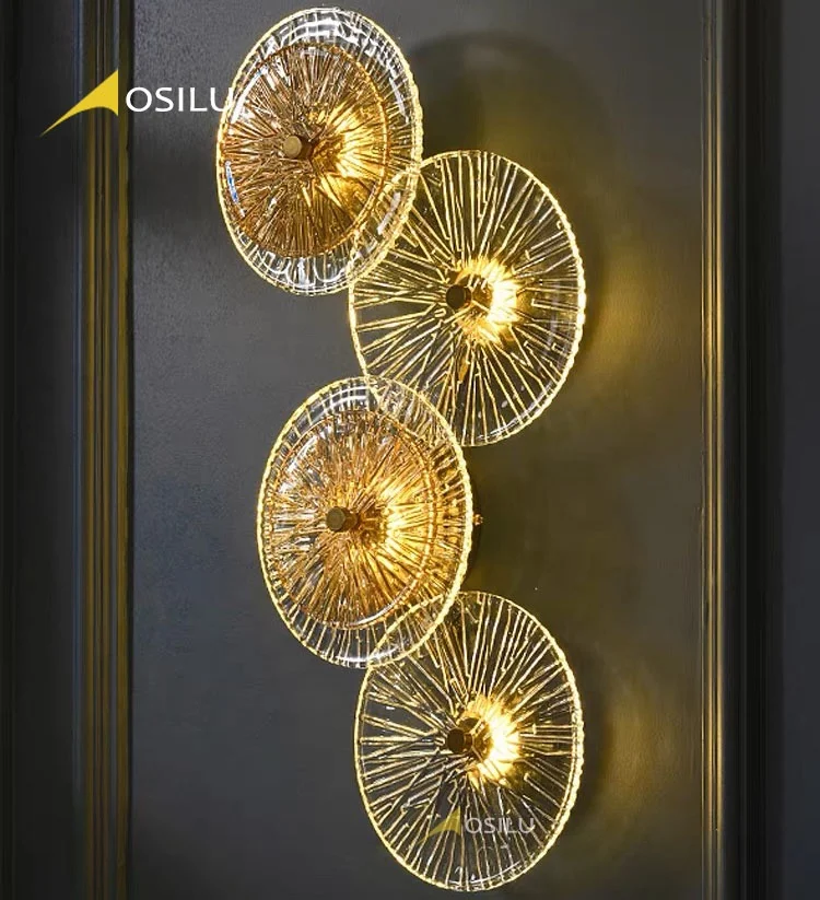 2024 New designer art light luxury wall lamp staircase background wall creative decoration villa living room lotus wall lamp