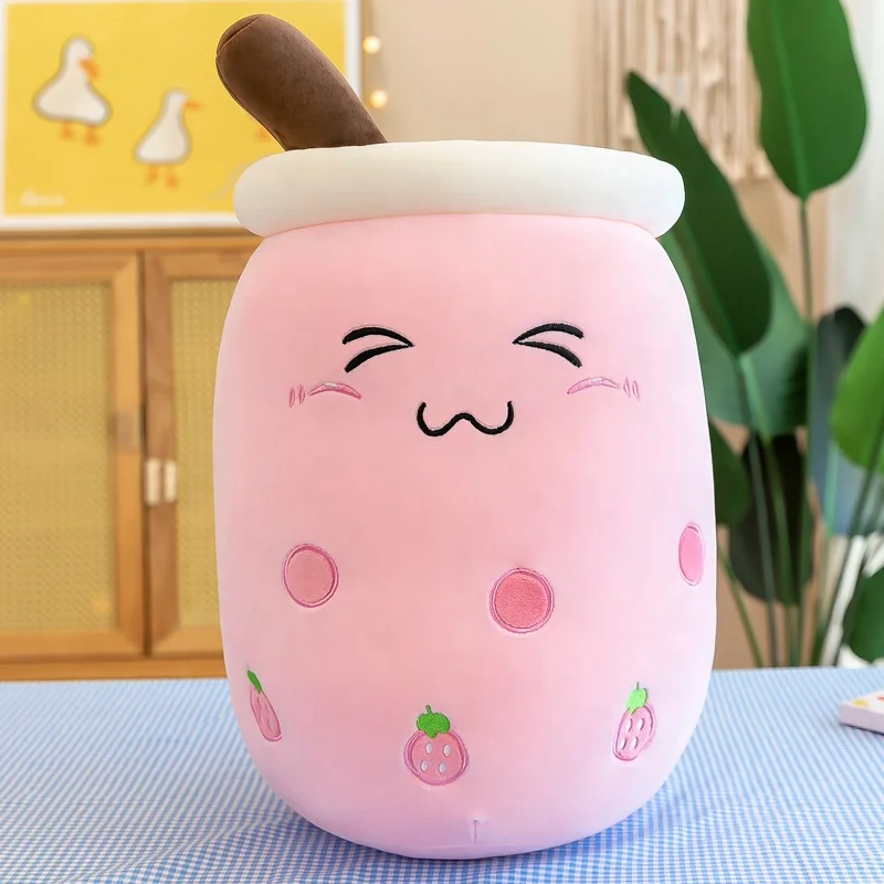 New Adorable Cuddle Soft Cuddle Boba Stuffed Animal Shark Bear Kawaii Soft Squish Bubble Tea Plush Toy