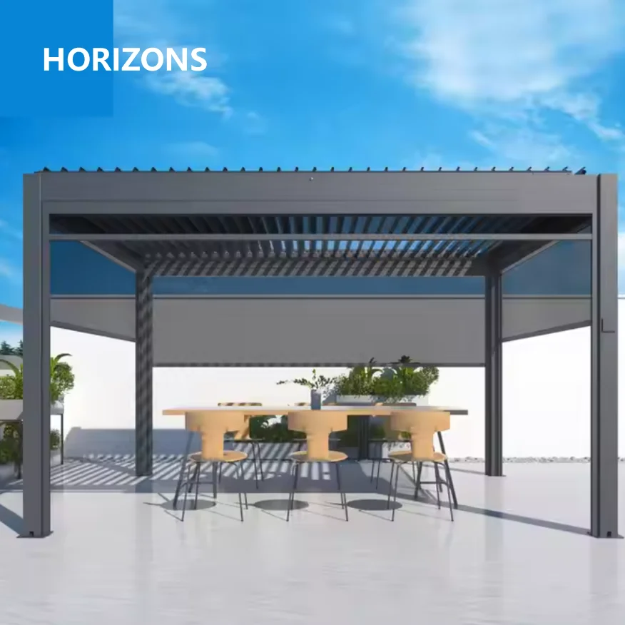 Louvered-Pergola-Kit Aluminum Wall Mounted Aluminum Aluminium Outdoor Pergola With Blinds Retractable Pergola for Outdoor