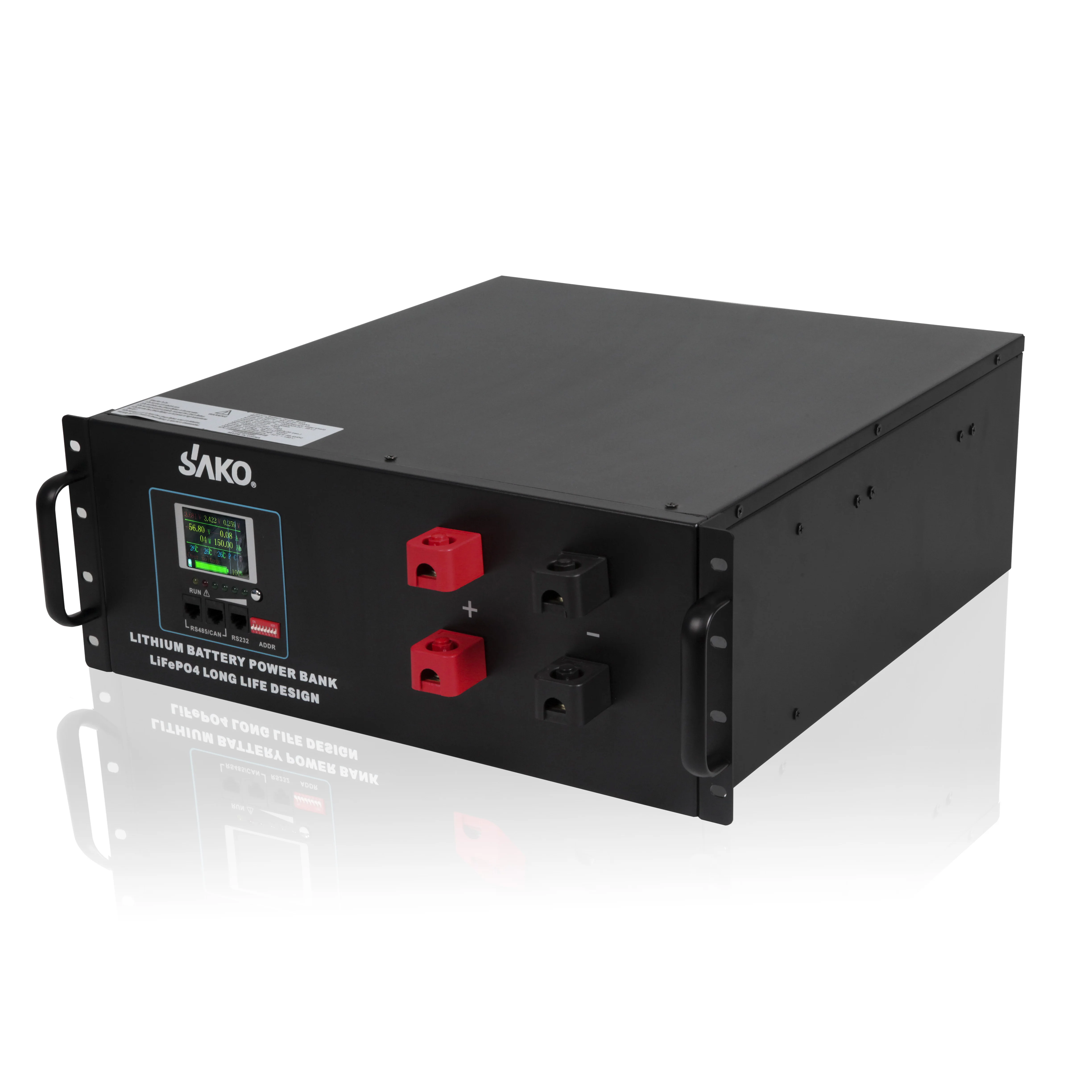 SAKO 48V 100AH LiFePO4 battery 51.2V 100AH 4U lithium battery 150A BMS built in 3000 times cycle for storage energy system