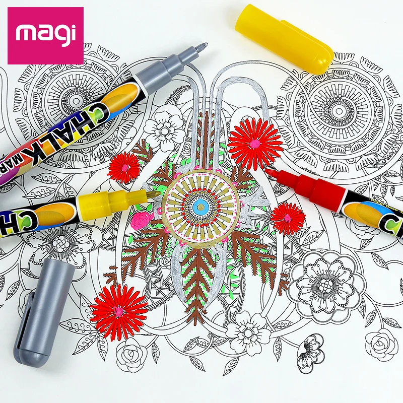 12 Colors 0.7mm Eco-friendly OEM Dry-Erase & Wet-Erase Neon Liquid Chalk Marker For Black Board