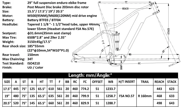 Joyebikes Лидер продаж JB-E01 углеродного волокна рамка полный набор с bafang m510/ m600 mid мотор BTF04/04 батарея