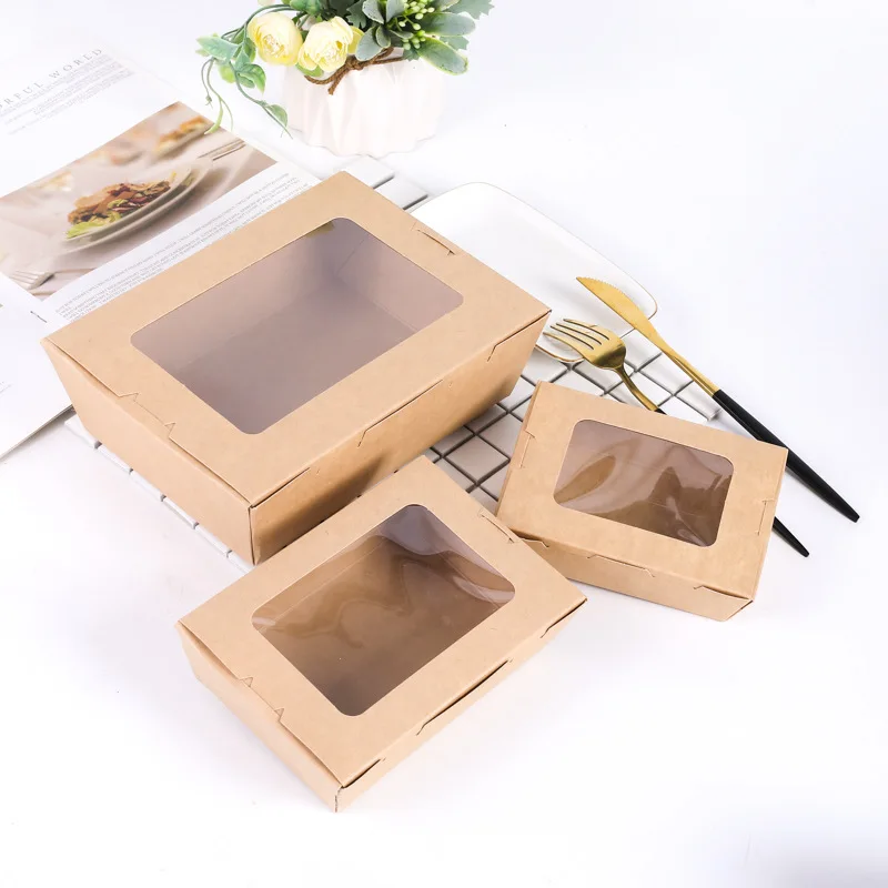 Restaurant Takeaway Box Disposable Take Away To Go Packaging Container Custom Printed Kraft Lunch Paper Box For Fast Food