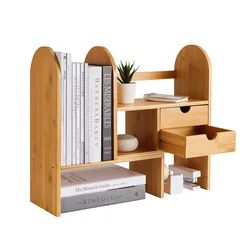 Wholesale desktop organizer home office decor adjustable bamboo book shelf