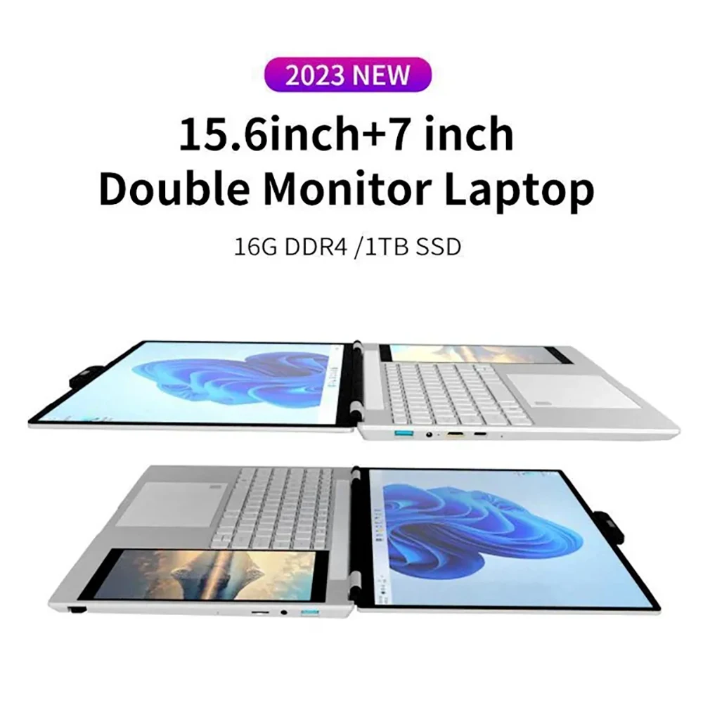 Dual Screen 15.6 Touch Laptop Win 11 512GB SSD Intel Processor 144Hz Refresh Rate Business Student Custom Plugs DDR4 WiFi Laptop