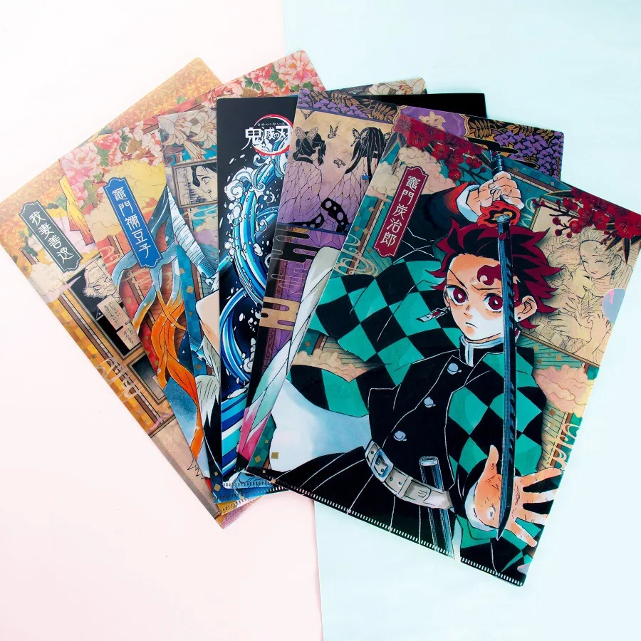 Demon Slayer File Bag Kimetsu no Yaiba Cartoon Document Holder For Student Office Anime File Pocket