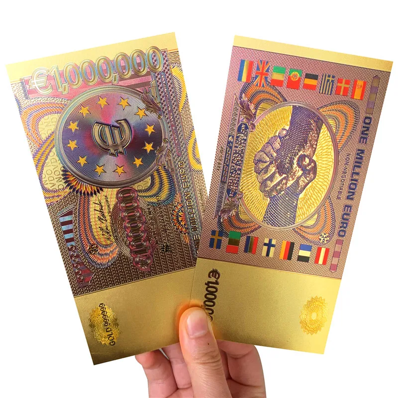 collection EURO one million 24 K gold foil 1000000 gold foil plated waterproof Promotion dollar bills