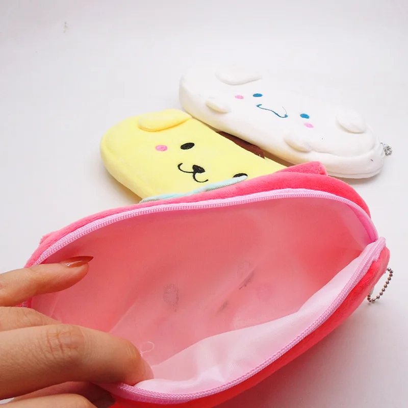RuunJoy Kawaii Pink Plush Pencil Cases for Girls Cute Anime kulomi Melody Pen Bag Stationery Storage Bag School Office Supplies