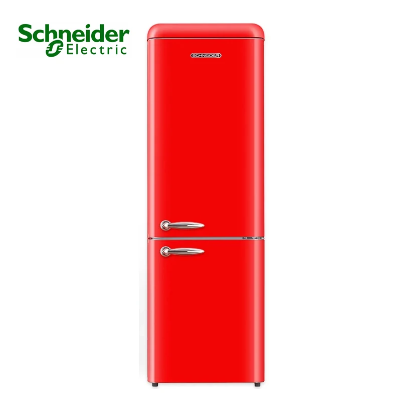 TOP QUALITY French Schneider free standing archaistic refrigerator 300L home fridge with door handle A+++ 5 colors LG compressor