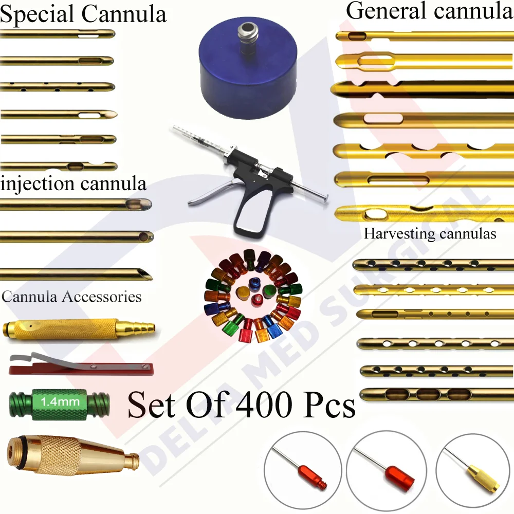 Liposuction Cannulas Set All In One (400 Liposuction Cannulas And Accessories), Including Harvester Cannulas  From Delta Med