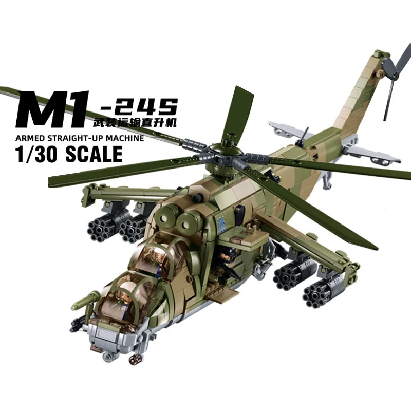 Sluban Building Block Toys B1137 MI-24S 3 IN 1 Armed Transport Helicopter Machine 893PCS Bricks Compatible With Leading Brands