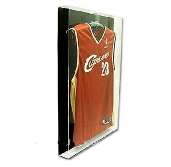 Hot selling acrylic clear T-shirt display case with black back, wall-mounted keepsake holder stand