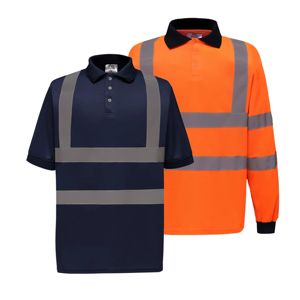 Long Sleeve/Short Sleeve High Visibility Safety T-shirt EN ISO 20471 / ANSI Class 2 Reflective Black Yellow Orange T-shirt
