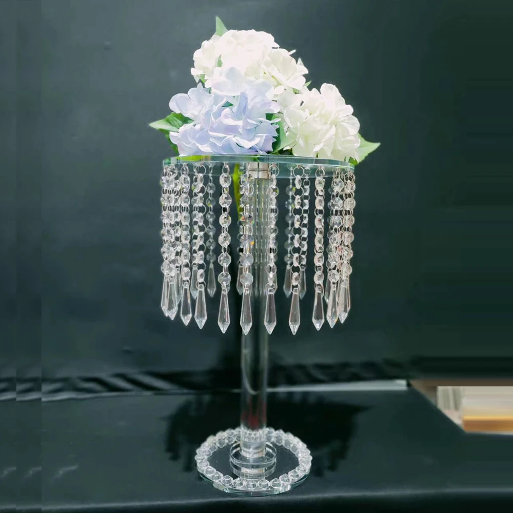 Wholesale Church Hall Aisle tall Crystal flower stand for wedding party decoration