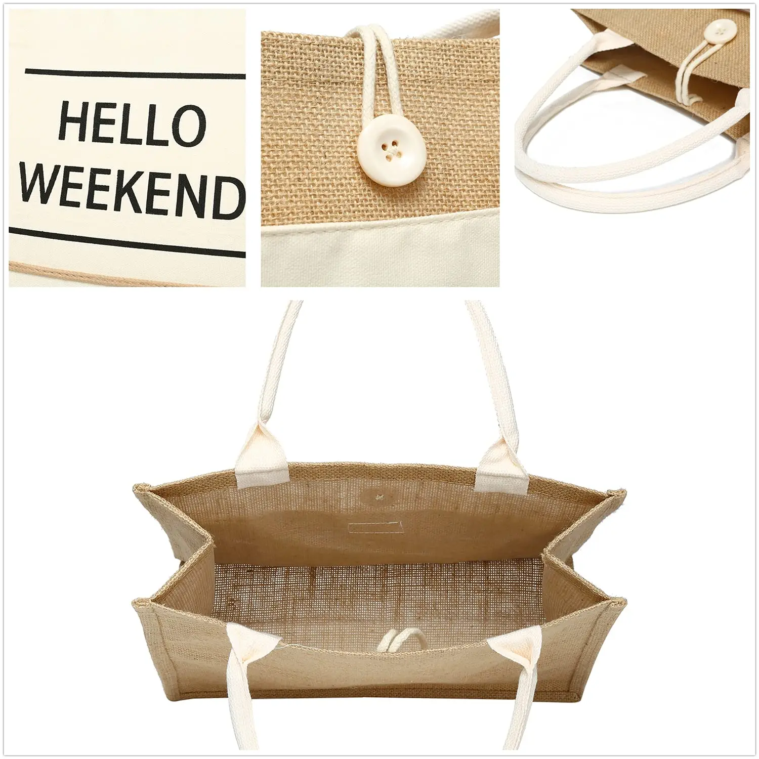 Eazybag Eco Friendly Customized Logo Top Quality Eco Grocery Reusable Big Capacity Women Shopping Tote Jute Bag