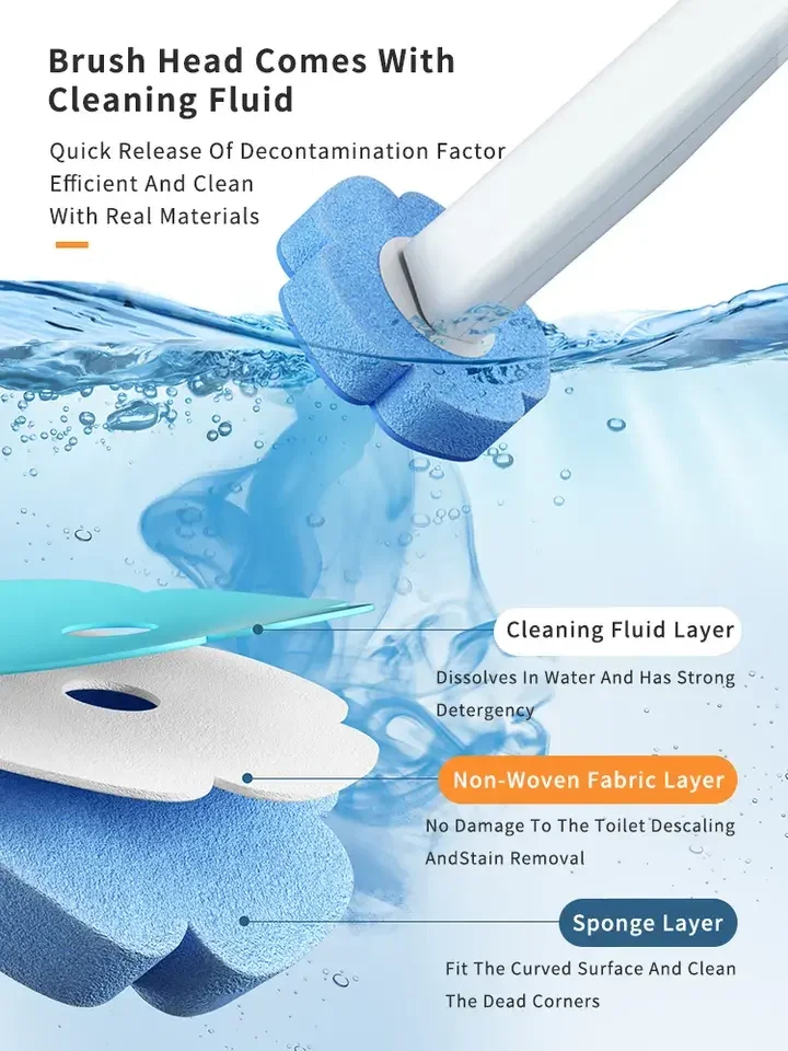 Disposable Toilet Brush Set Bathroom No-dead Multi-Functional Cleaning Brush Holder Set Ventilation Slots Base Toilet Brush